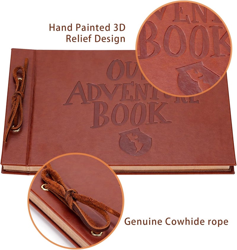 Tpudn Adventure Book Scrapbook Photo Album 80 Pages Retro Leather Cover Memory Book with Luxury DIY Accessories Kit,Exquisite Box Gift Couples Weddings,Travelling,Christmas Day - Image 3